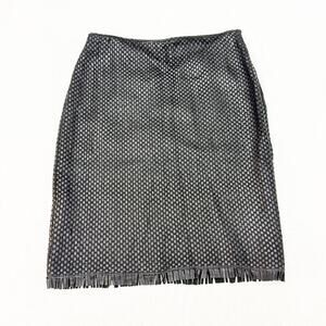 Max Studio Special Edition Woven Leather Skirt Fringe Hem Size 2